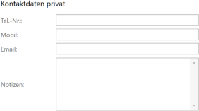 Einstellungen vom Dienstnehmer Kontaktdaten private in der Dienstnehmerverwaltungsuntermenüs. cpu-informatik.at