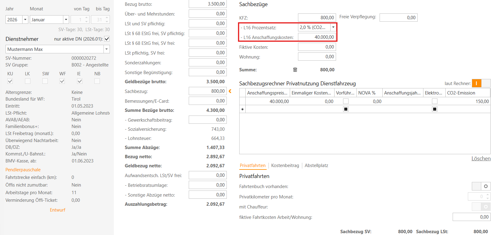 Untermenü Sachbezug cpu-informatik.at