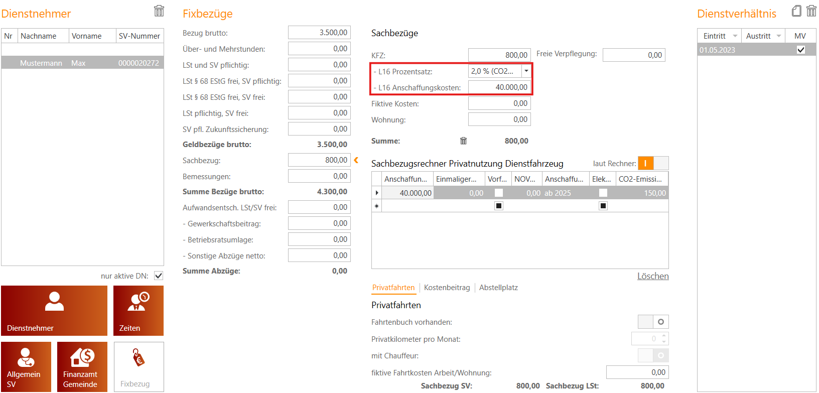 Untermenü Sachbezug cpu-informatik.at