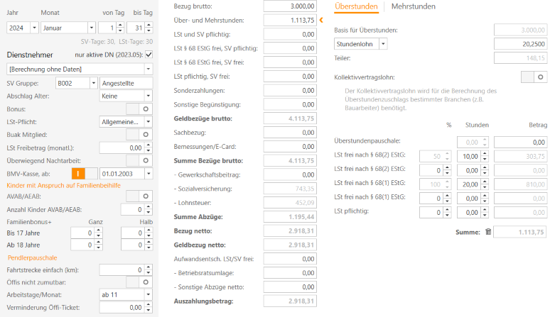 Bemessungen/E-Card - Überstunden cpu-informatik.at