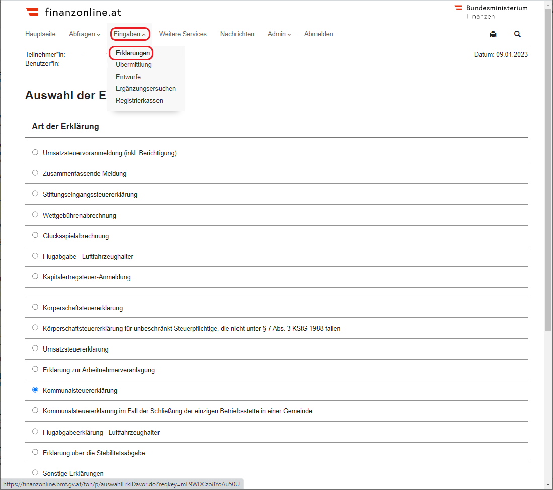 Finanzonline Eingaben - Erklärungen. cpu-informatik.at