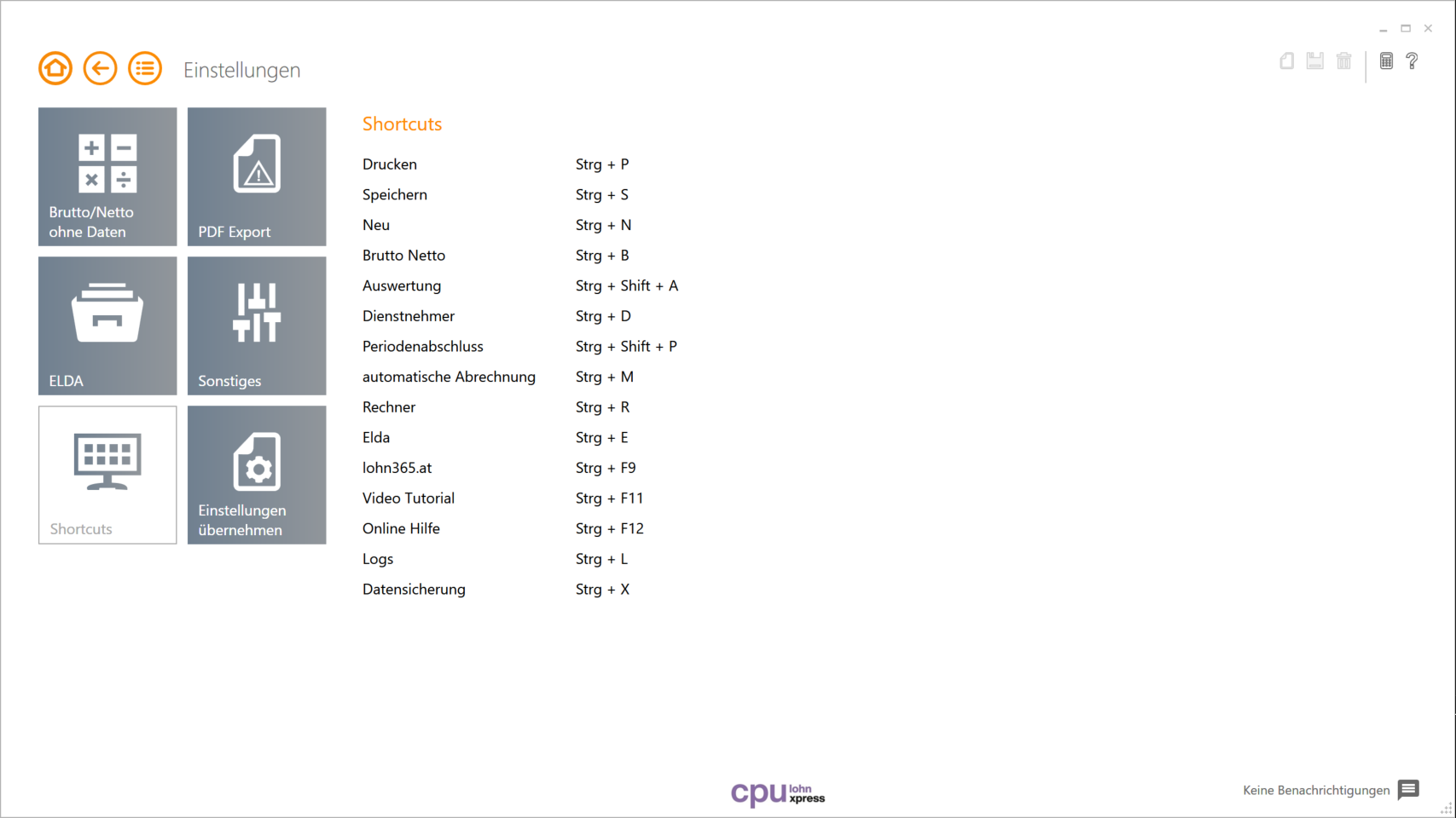 Shortcut Einstellungen cpu-informatik.at
